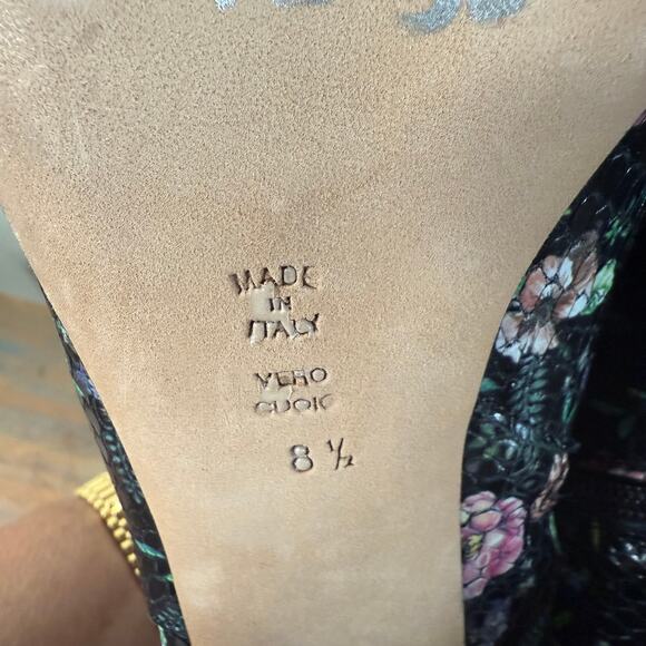 Butter Italy Butter Shoes Black Floral Ankle Bootie 8.5 Pointy Snake Embossed - Picture 8 of 11